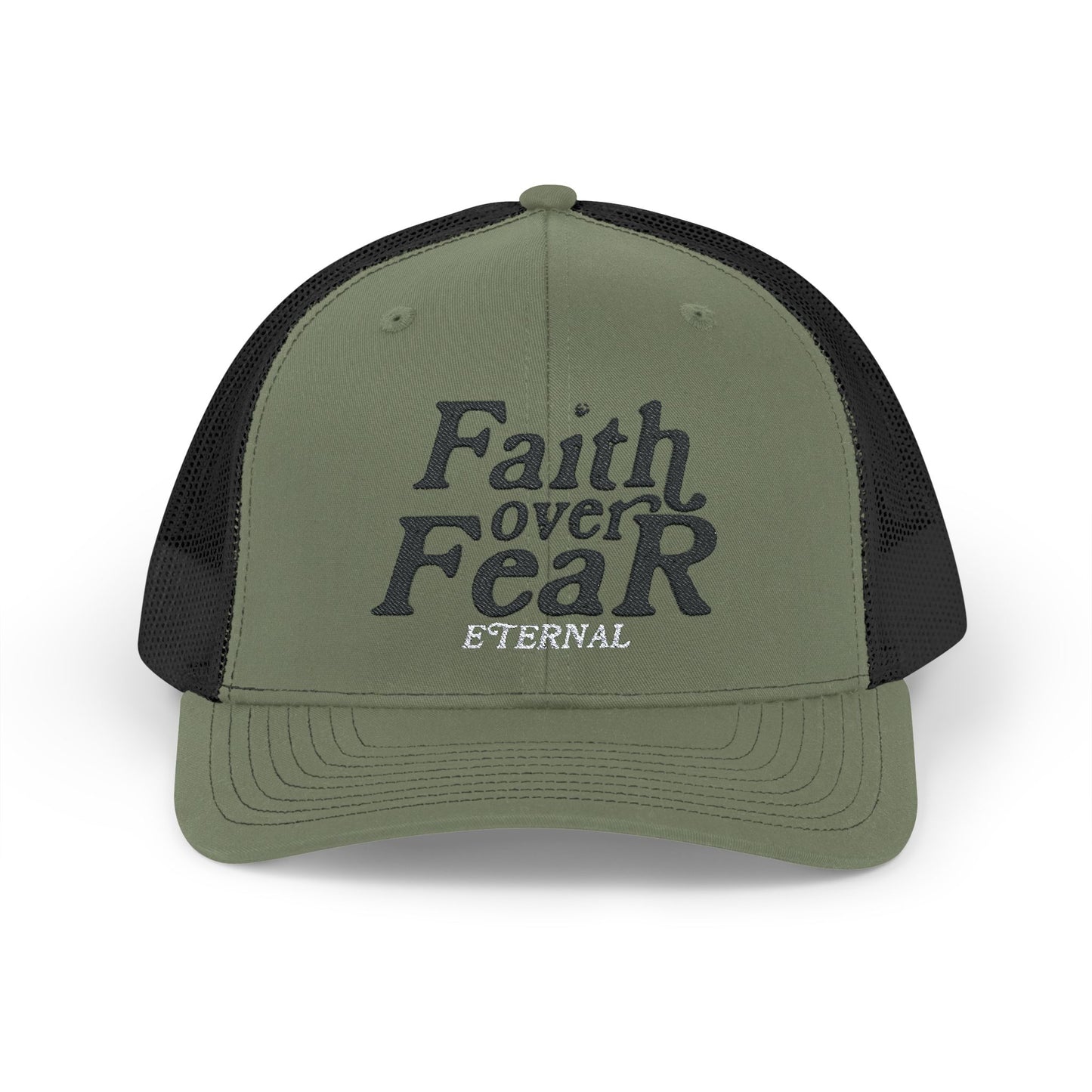 Faith Over Fear Snapback Cap - Army/Black