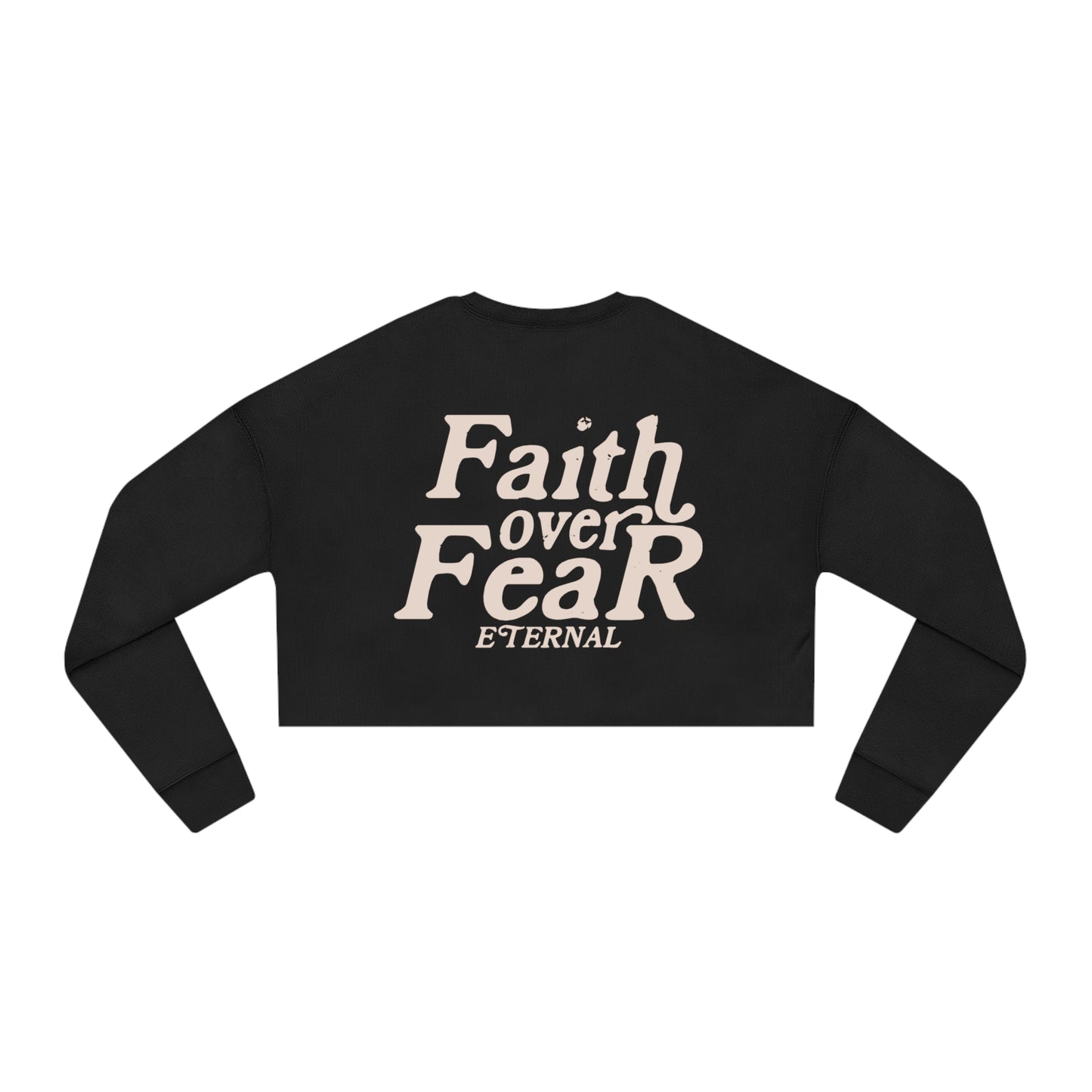 Faith Over Fear Cropped Sweater - Black