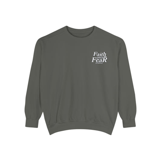 Embroidered Faith Over Fear Crewneck - Pepper