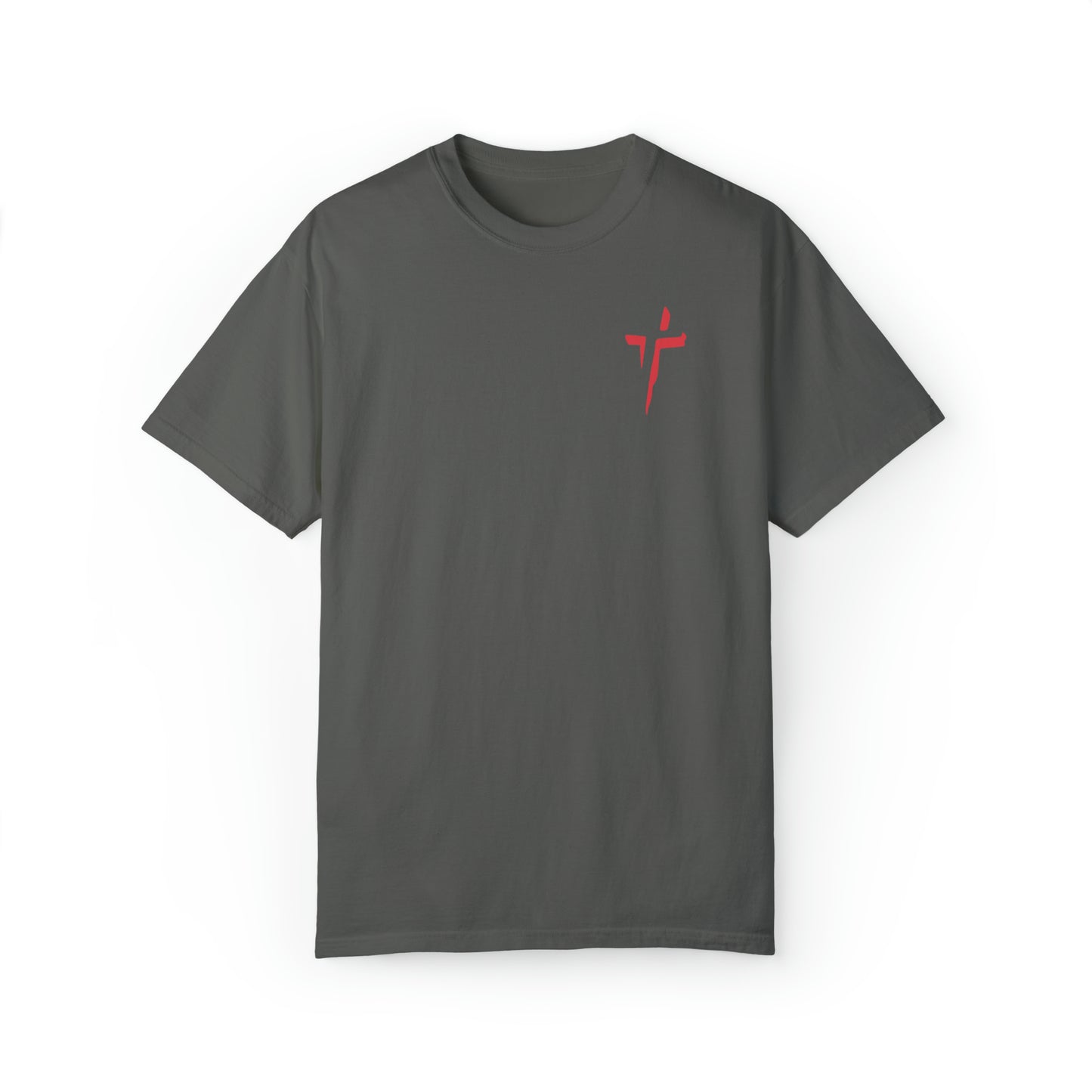 FOR GOD SO LOVED THE WORLD CROSS TEE - PEPPER