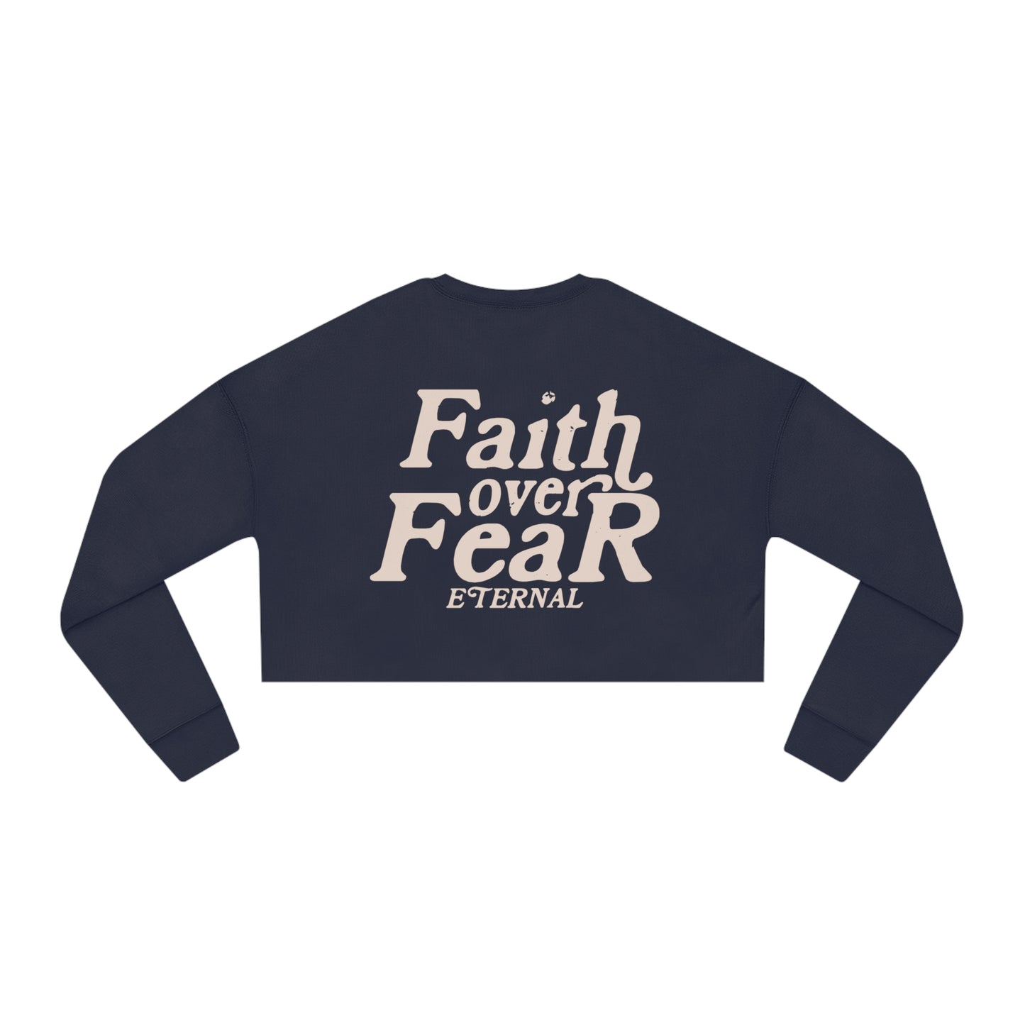 Faith Over Fear Cropped Sweater - Navy