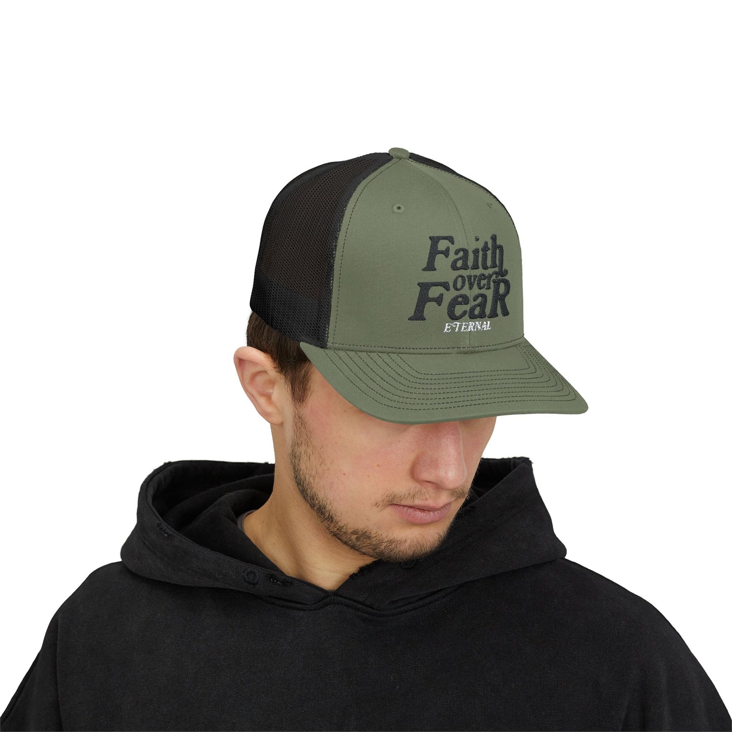 Faith Over Fear Snapback Cap - Army/Black