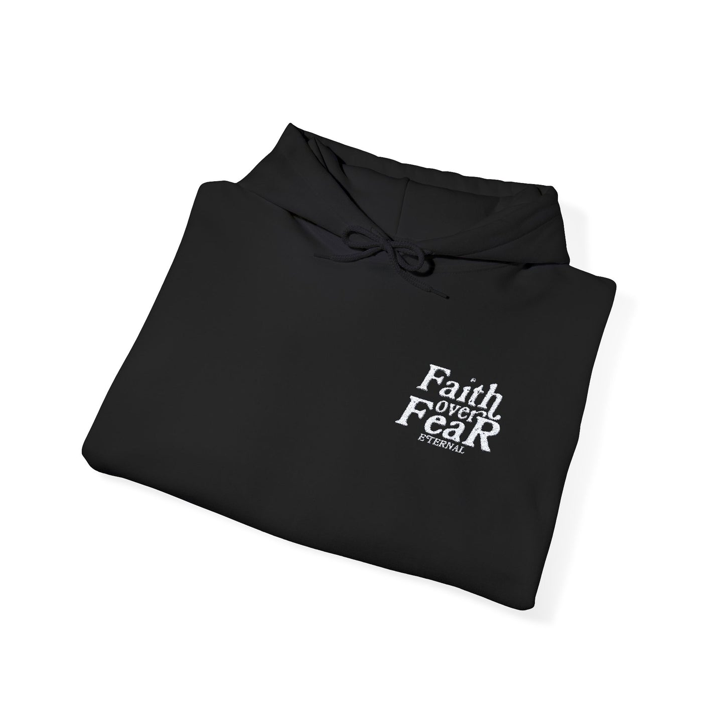 Embroidered Faith Over Fear Hoodie - Black