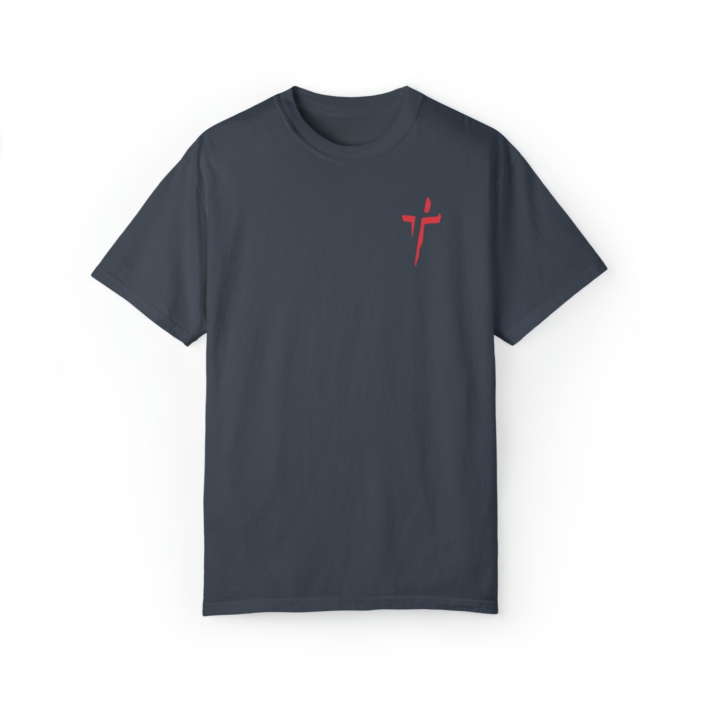 FOR GOD SO LOVED THE WORLD CROSS TEE - DENIM