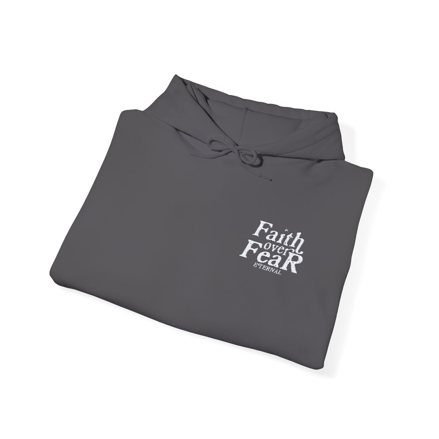 Embroidered Faith Over Fear Hoodie - Charcoal