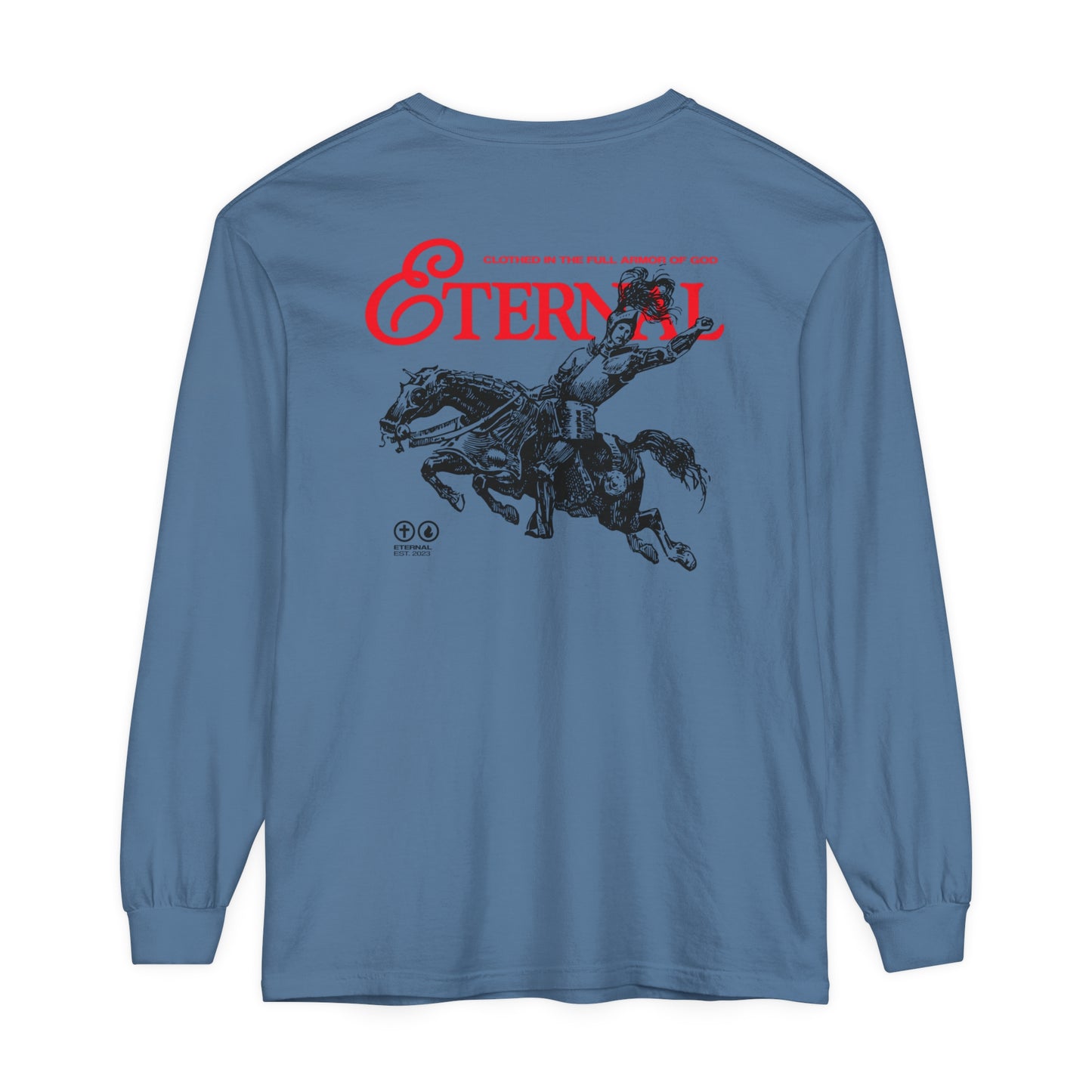 Clothed in the Full Armor of God Long Sleeve - Blue Jean